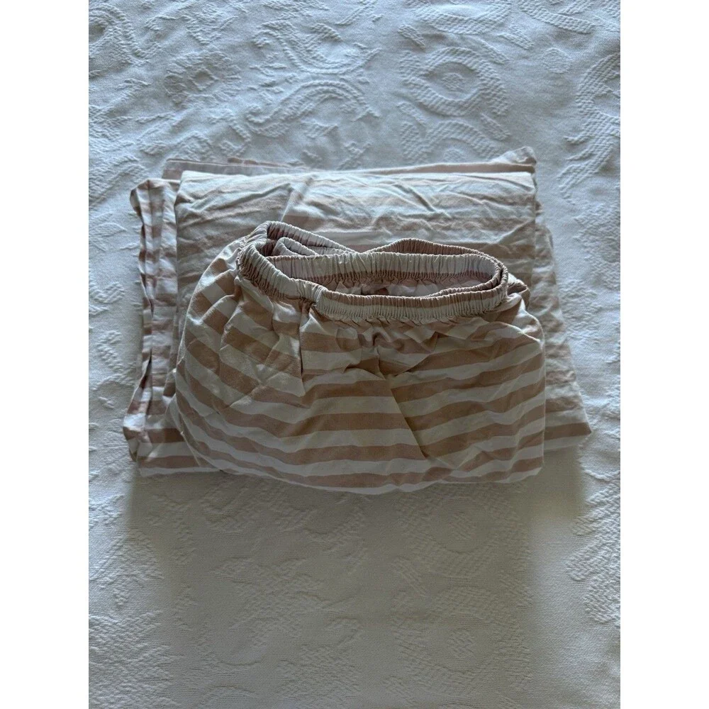 POTTERY BARN EMILY & MERITT PIRATE STRIPE XL Twin Sheet Set Pink